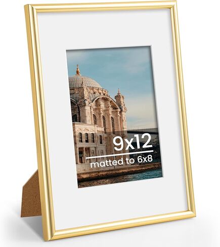 12x16 Picture Frame, Display Pictures 9x12 with Mat or 12x16 Without Mat, Wall Hanging Photo Frame, Gold, 1 Pack in Saudi Arabia