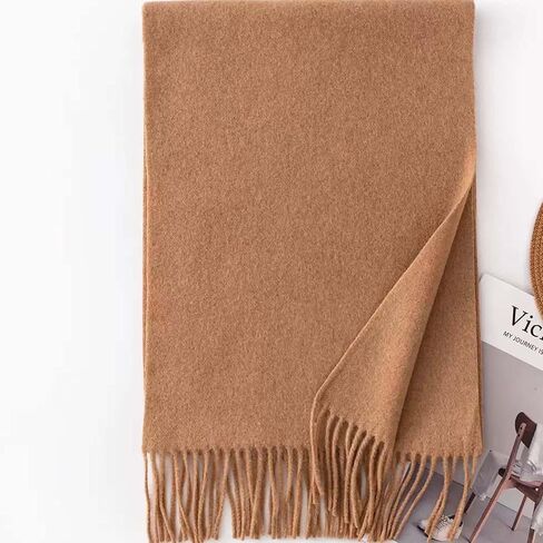 Khaki Scarf Wrap Shawl - Faux Wool Feel Scarf, Lightweight Acrylic Blend Neckwear, Solid Color Textured Accessory in Saudi Arabia