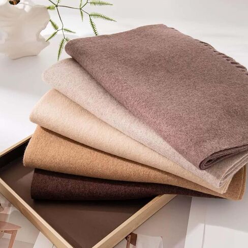 Khaki Scarf Wrap Shawl - Faux Wool Feel Scarf, Lightweight Acrylic Blend Neckwear, Solid Color Textured Accessory in Saudi Arabia
