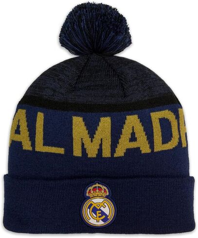 Icon Sports Officially Licensed Real Madrid Pom Beanie - Premium Soft Knit Winter Hat for Real Madrid Fans, Warm Soccer Fan Gear in Kuwait