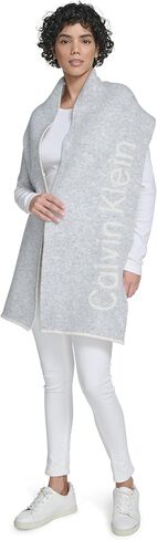 Calvin Klein womens Double Faced Knit Scarf With Jacquard Logo in Saudi Arabia