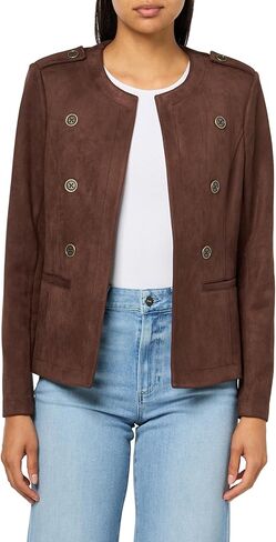 Tommy Hilfiger womens Faux Suede Vegan Suede Collarless Band Jacket in Saudi Arabia