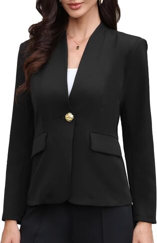 Allegra K Blazers for Women Work Office Collarless Single Breast Long Sleeve Suit Jackets Business Casual Outfits in Saudi Arabia