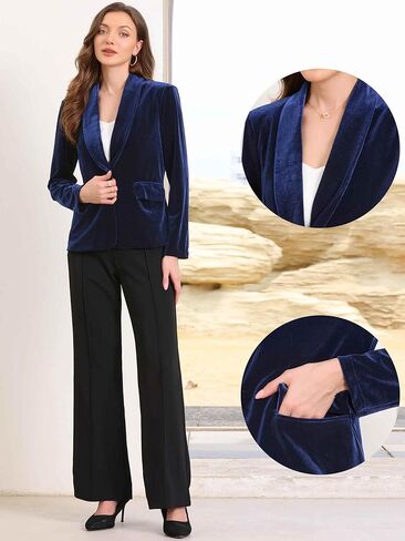جاكيتات Allegra K Velvet Blazer لبدلة الأعمال غير الرسمية لعام 2025 للنساء in Kuwait