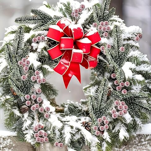 12 Pcs Snowy Cedar Berry Picks Christmas Frosted Pine Branches Artificial Red Berry Cedar Stems Faux Greenery Holly Berries Sprays in Saudi Arabia