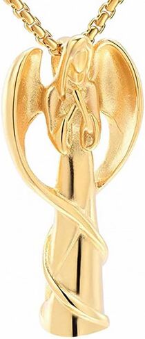 Stainless Steel Angel Cremation Urn Pendant Necklace Memorial Wing Angel Keepsake Urn Cremation Necklace for Ashes with Filling Kit in Saudi Arabia