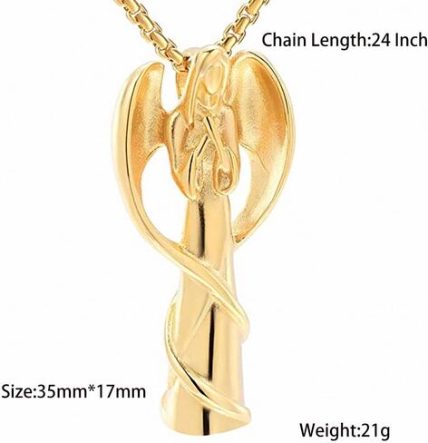 Stainless Steel Angel Cremation Urn Pendant Necklace Memorial Wing Angel Keepsake Urn Cremation Necklace for Ashes with Filling Kit in Saudi Arabia