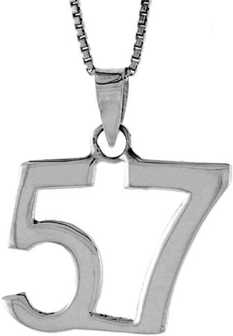 Sterling Silver Number 57 Necklace for Jersey Numbers & Recovery High Polish 3/4 inch, 2mm Curb Chain in Saudi Arabia