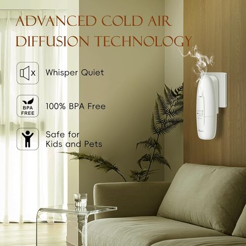 قم بتوصيل موزع الروائح، موزع الزيوت العطرية بدون ماء من OliveTech، يغطي مساحة تصل إلى 500 قدم مربع. قدم، موزع روائح الفنادق، موزع روائح العلاج العطري للمنزل والمكتب، 1 × 30 مل من الزيت العطري المتضمن in Kuwait