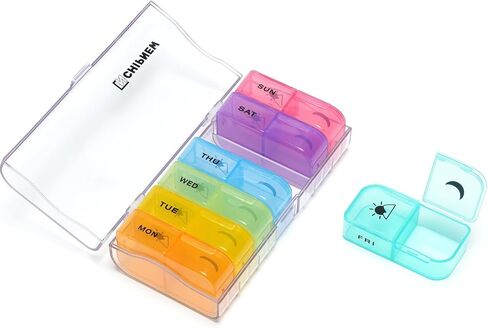Pill Organizer 2 Times a Day - CHIPNEW Food Grade Medicine Organizer -7 Day Large Detachable Travel Pill Box-Pill Container, Holder for Supplements, Vitamins, and Medications(Transparent) in Saudi Arabia