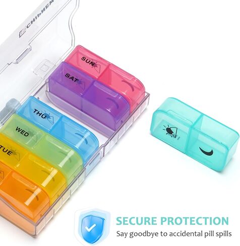 Pill Organizer 2 Times a Day - CHIPNEW Food Grade Medicine Organizer -7 Day Large Detachable Travel Pill Box-Pill Container, Holder for Supplements, Vitamins, and Medications(Transparent) in Saudi Arabia