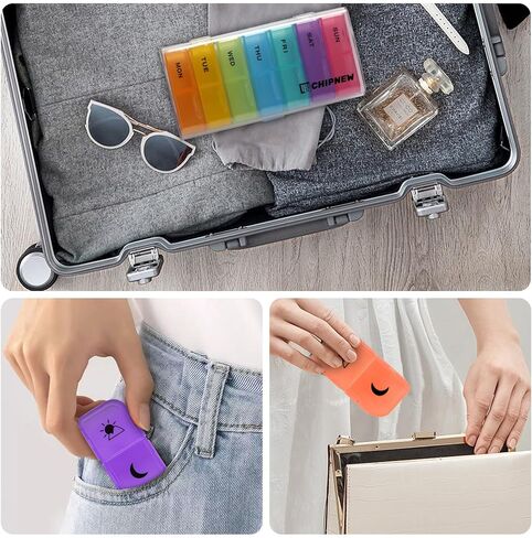Pill Organizer 2 Times a Day - CHIPNEW Food Grade Medicine Organizer -7 Day Large Detachable Travel Pill Box-Pill Container, Holder for Supplements, Vitamins, and Medications(Transparent) in Saudi Arabia