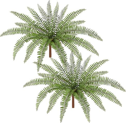 Briful 2Pack Artificial Boston Fern Plant 25.9in Lifelike Faux Ferns Bush Fake Hanging Greenery for Home Office Indoor Outdoor Garden Planter Decor in Saudi Arabia