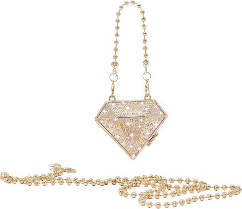 Miuco Rhinestones Clutch Purses For Women Mini Diamond Shaped Sparkly Evening Bags for Party Formal Crossbody Bag With Chain in Saudi Arabia