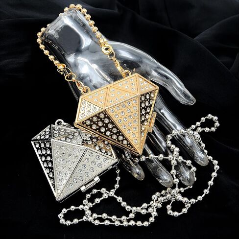 Miuco Rhinestones Clutch Purses For Women Mini Diamond Shaped Sparkly Evening Bags for Party Formal Crossbody Bag With Chain in Saudi Arabia