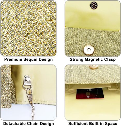 Evening Bag Clutch Purses for Women Sparkling Handbag Wedding Party Cocktail Prom Purse Crossbody Shoulder Envelope Bag in Saudi Arabia
