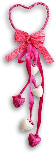 Valentine's Day Themed Heart Shaped Doorknob Door Hanger with Heart Shaped Jingle Bells (Hot Pink and White) in Saudi Arabia