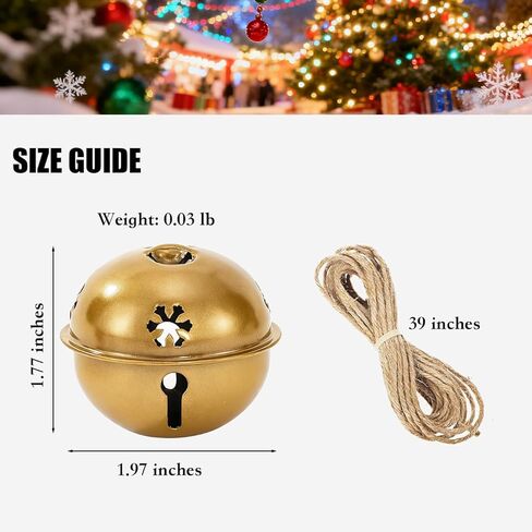 2 Pcs Christmas Jingle Bells-Snowflake Bells Christmas for Decoration-Wind Chimes for Outside-Vintage Metal Jingle Bells - Gold and Green1.97-inch in Saudi Arabia