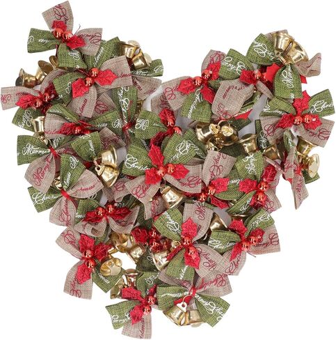 50Pcs Mini Bowknot Bells, Metal Happy Vibes Christmas Bow with Bells, for Home Party Office in Saudi Arabia