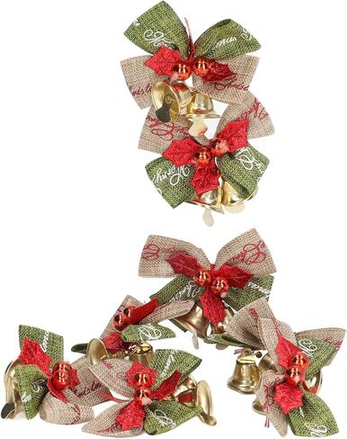 50Pcs Mini Bowknot Bells, Metal Happy Vibes Christmas Bow with Bells, for Home Party Office in Saudi Arabia
