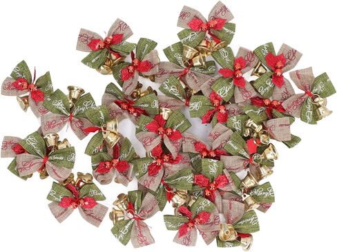 50Pcs Mini Bowknot Bells, Metal Happy Vibes Christmas Bow with Bells, for Home Party Office in Saudi Arabia