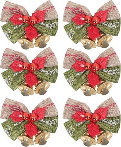 50Pcs Mini Bowknot Bells, Metal Happy Vibes Christmas Bow with Bells, for Home Party Office in Saudi Arabia