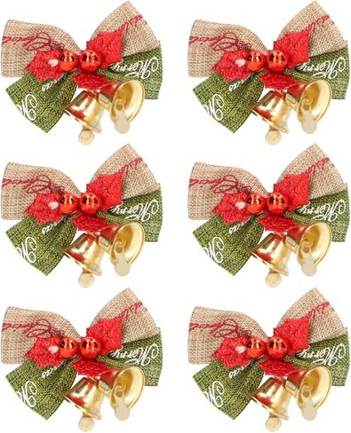 50Pcs Mini Bowknot Bells, Metal Happy Vibes Christmas Bow with Bells, for Home Party Office in Saudi Arabia