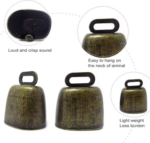 2PCS Cow Horse Sheep Bronze Grazing Bells Cattle Farm Animal Loud Bells Pet Anti-Theft Bells Animal Pet Supplies in Saudi Arabia