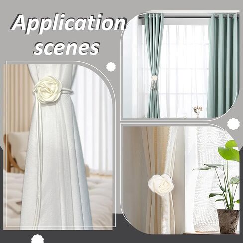 arricraft 2 Pcs Curtain Tiebacks, Vintage Curtain Holdback White Elegant Rose Flower Curtain Ties with Rope Drapery Retro Window Curtain Decorative Buckle Holder for Outdoor Home Office in Saudi Arabia