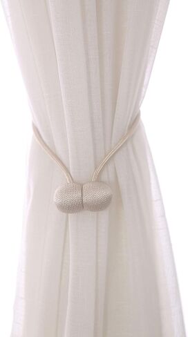 Magnetic Curtain Tiebacks, Decorative Curtain Clips Rope Holdbacks Tie Backs for Home Office Window Decoration, No Drilling and Holes Required, Beige in Saudi Arabia