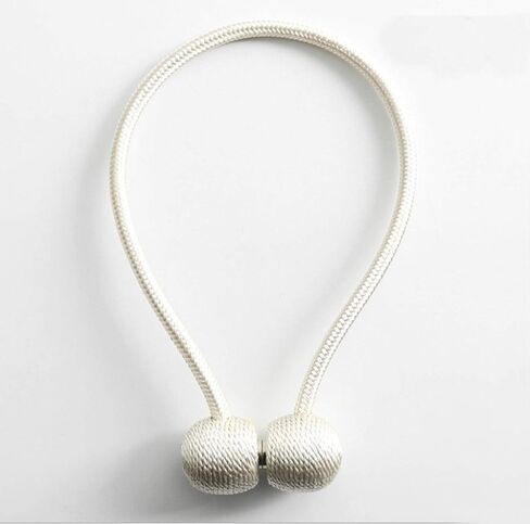 Magnetic Curtain Tiebacks, Decorative Curtain Clips Rope Holdbacks Tie Backs for Home Office Window Decoration, No Drilling and Holes Required, Beige in Saudi Arabia