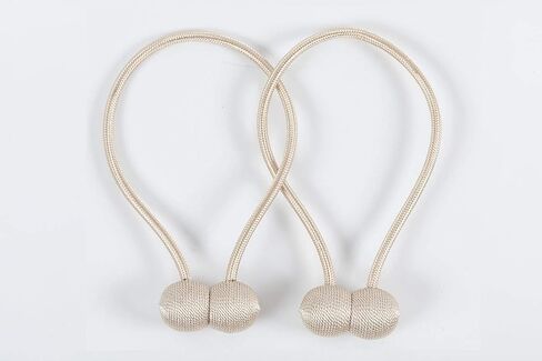 Magnetic Curtain Tiebacks, Decorative Curtain Clips Rope Holdbacks Tie Backs for Home Office Window Decoration, No Drilling and Holes Required, Beige in Saudi Arabia