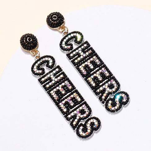 ANGLESJELL New Year Earrings for Women Rhinestone Holiday Earrings Beaded Cheers Letter Earrings New Year’s Eve Party Earrings Festive Jewelry Gifts in Saudi Arabia