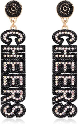 ANGLESJELL New Year Earrings for Women Rhinestone Holiday Earrings Beaded Cheers Letter Earrings New Year’s Eve Party Earrings Festive Jewelry Gifts in Saudi Arabia