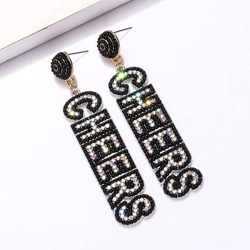 ANGLESJELL New Year Earrings for Women Rhinestone Holiday Earrings Beaded Cheers Letter Earrings New Year’s Eve Party Earrings Festive Jewelry Gifts in Saudi Arabia