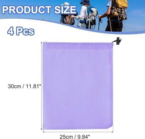 Drawstring Bag with Toggle, Stuff Sack String Waterproof Travel Storage Bags Cinch Stuff Pouch Fitting for (Gym/Traveling/Hiking/Yoga/Office/Shoes) 12 x 10 & 4 Pack & Light Purple in Saudi Arabia