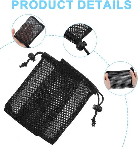 12 Pcs Small Mesh Bag, 6 X 4 Inch Little Mesh Bags Drawstring for Travel Storage, Portable Nylon Organizer Pouches for Jewelry, Cosmetics & Toiletries (Black) in Saudi Arabia
