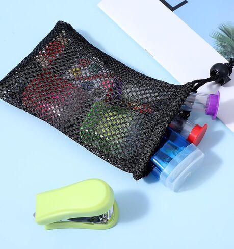 12 Pcs Small Mesh Bag, 6 X 4 Inch Little Mesh Bags Drawstring for Travel Storage, Portable Nylon Organizer Pouches for Jewelry, Cosmetics & Toiletries (Black) in Saudi Arabia