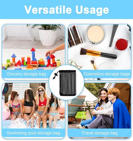 12 Pcs Small Mesh Bag, 6 X 4 Inch Little Mesh Bags Drawstring for Travel Storage, Portable Nylon Organizer Pouches for Jewelry, Cosmetics & Toiletries (Black) in Saudi Arabia
