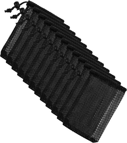 12 Pcs Small Mesh Bag, 6 X 4 Inch Little Mesh Bags Drawstring for Travel Storage, Portable Nylon Organizer Pouches for Jewelry, Cosmetics & Toiletries (Black) in Saudi Arabia