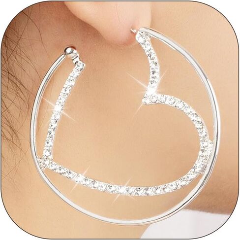 Valentines Earrings for Women Rhinestone Sparkly Heart Earrings Love Heart Dangle Earring Valentines Day Gifts Accessories Galentines Outfits for Women in Kuwait