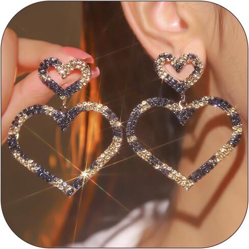 Valentines Earrings for Women Rhinestone Sparkly Heart Earrings Love Heart Dangle Earring Valentines Day Gifts Accessories Galentines Outfits for Women in Kuwait