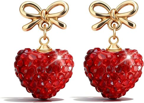 Valentines Earrings for Women Rhinestone Sparkly Heart Earrings Love Heart Dangle Earring Valentines Day Gifts Accessories Galentines Outfits for Women in Kuwait