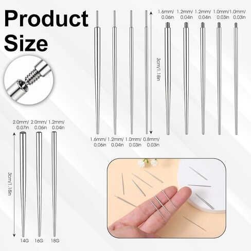 12PCS Piercing Taper Stainless Steel 14G 16G 18G 20G Piercing Changing Tool Kit for Nose, Ear, Navel, Lip, Eyebrow in Saudi Arabia