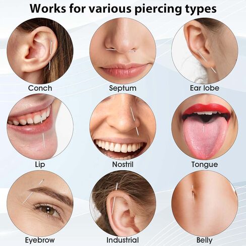 12PCS Piercing Taper Stainless Steel 14G 16G 18G 20G Piercing Changing Tool Kit for Nose, Ear, Navel, Lip, Eyebrow in Saudi Arabia