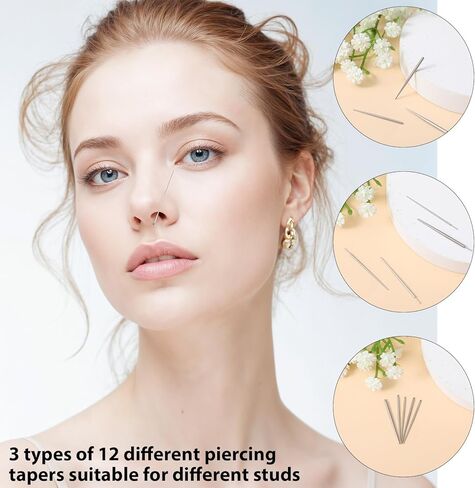 12PCS Piercing Taper Stainless Steel 14G 16G 18G 20G Piercing Changing Tool Kit for Nose, Ear, Navel, Lip, Eyebrow in Saudi Arabia