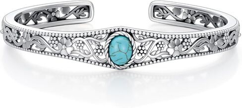 Turquoise Bangle Bracelet 925 Sterling Silver Real Turquoise Gemstone Cuff Bangles Navajo Tribe Jewelry Gifts for Women in Saudi Arabia