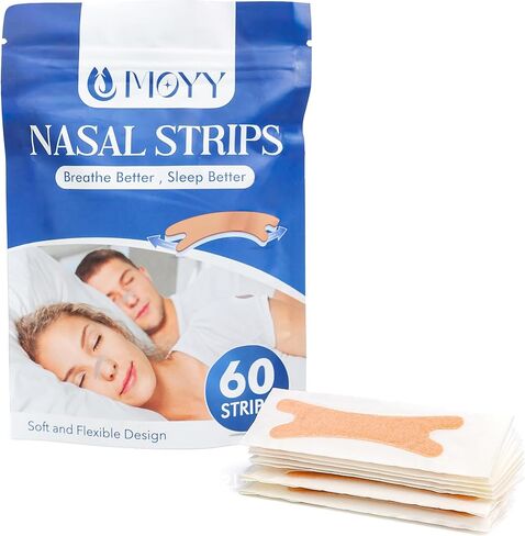 MOYY Nasal Strips - 60 Count – Extra Strong Adhesive, Hypoallergenic, Comfortable Fit for Snoring, Sleep, Cold Relief & Exercise in Saudi Arabia