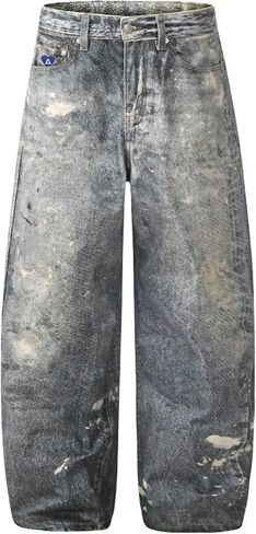 Aelfric Eden Baggy Vintage Washed Jeans Wide Leg Denim Casual Pants Unisex Loose Streetwear Trouser in Saudi Arabia