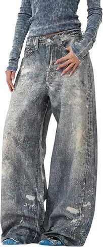 Aelfric Eden Baggy Vintage Washed Jeans Wide Leg Denim Casual Pants Unisex Loose Streetwear Trouser in Saudi Arabia